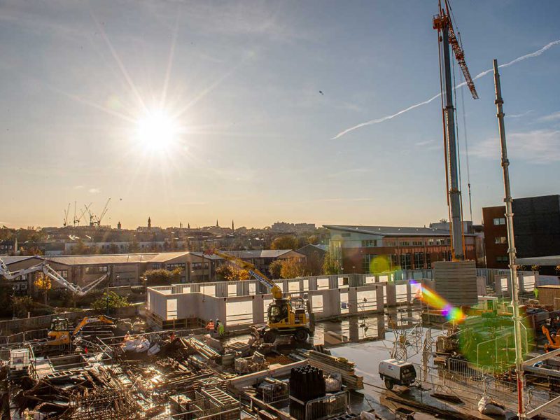 Photo of the construction of Canonmills gardens