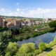 CGI aerial view of Saltaire Riverside development